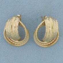 Diamond Cut Knot Design Earrings In 14k Yellow Gold