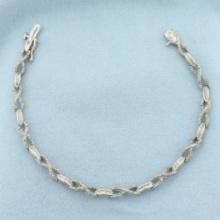 Diamond Infinity Link Bracelet In 10k White Gold