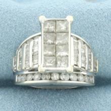 Modern Design Diamond Ring In 10k White Gold