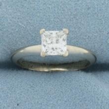 Gia Certified Princess Cut Solitaire Diamond Engagement Ring In 14k White Gold