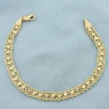 Double Rope Heart Link Bracelet In 10k Yellow Gold