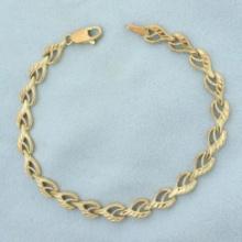 Diamond Cut Designer Heart Link Bracelet In 10k Yellow Gold