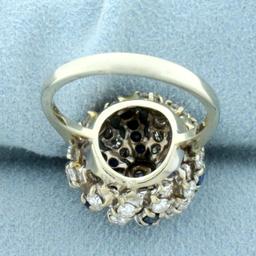 Unique Sphere Design 2 1/2ct Diamond And Sapphire Ring In 14k White Gold