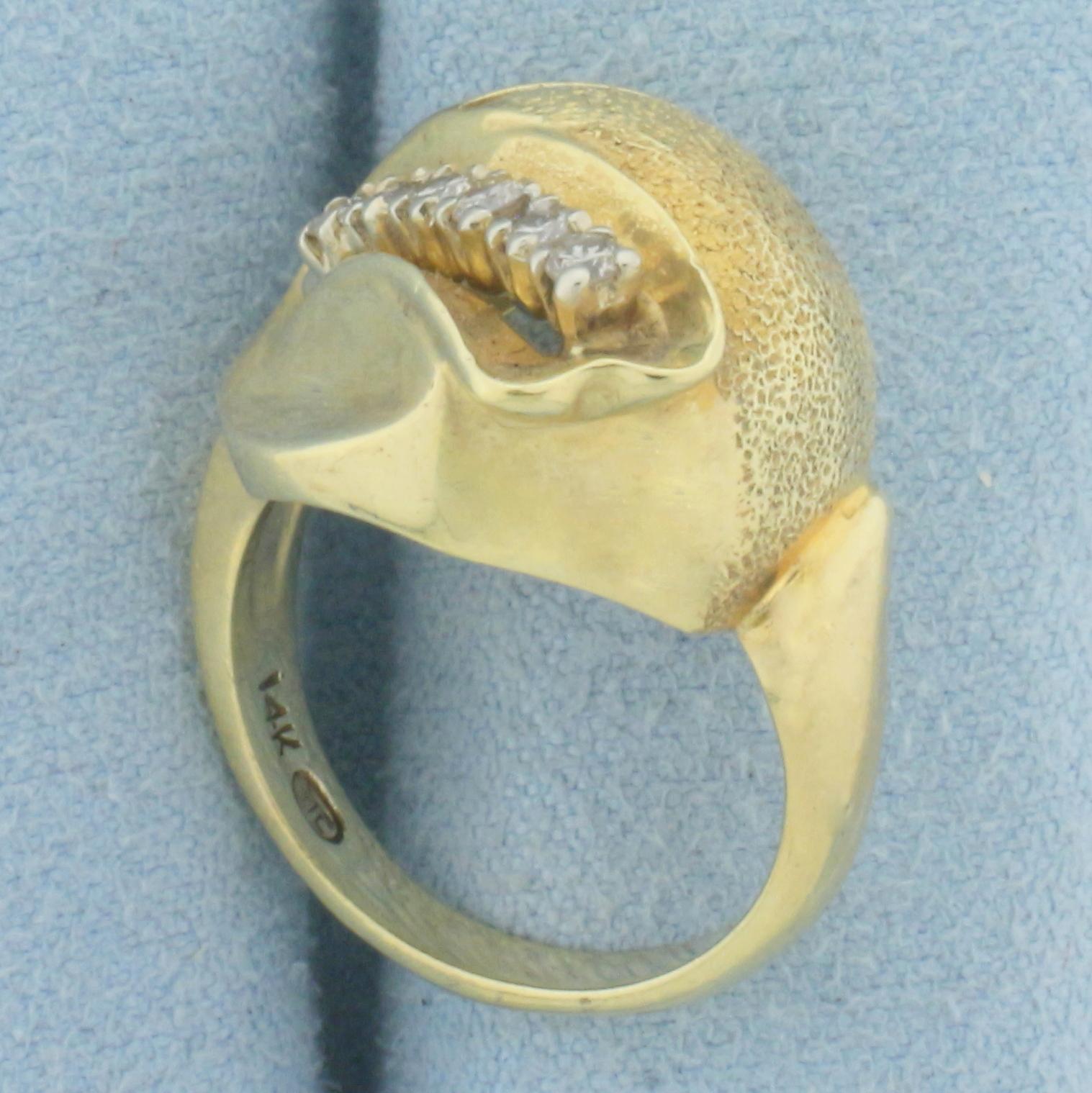 Abstract Art Deco Designer Diamond Ring In 14k Yellow Gold