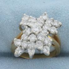 Vintage Diamond Cocktail Ring In 14k Yellow Gold