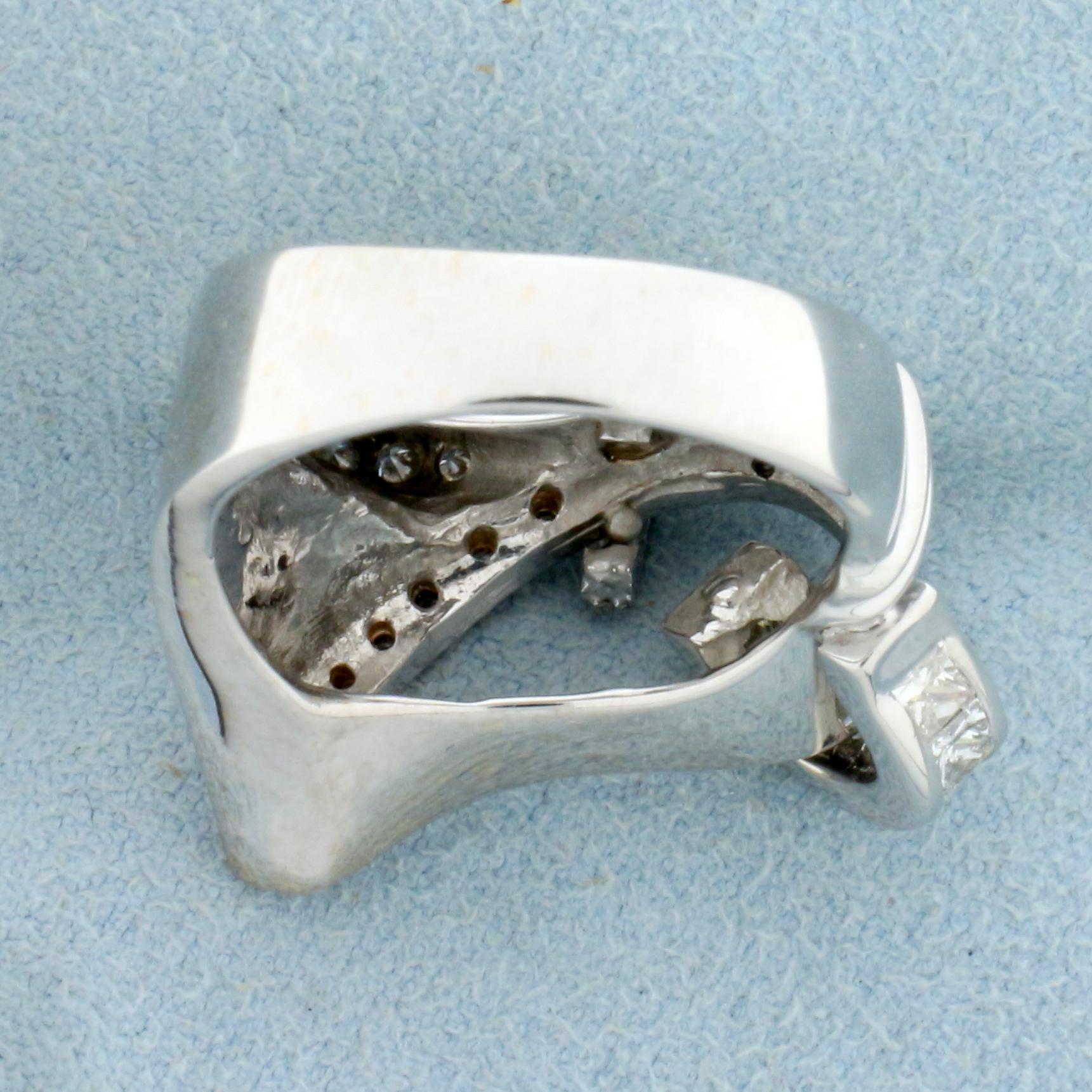 1ct Tw Diamond Abstract Design Ring In 18k White Gold