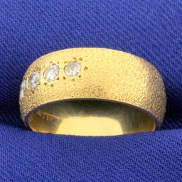 Sandblast Finish Diamond Band Ring In 14k Yellow Gold