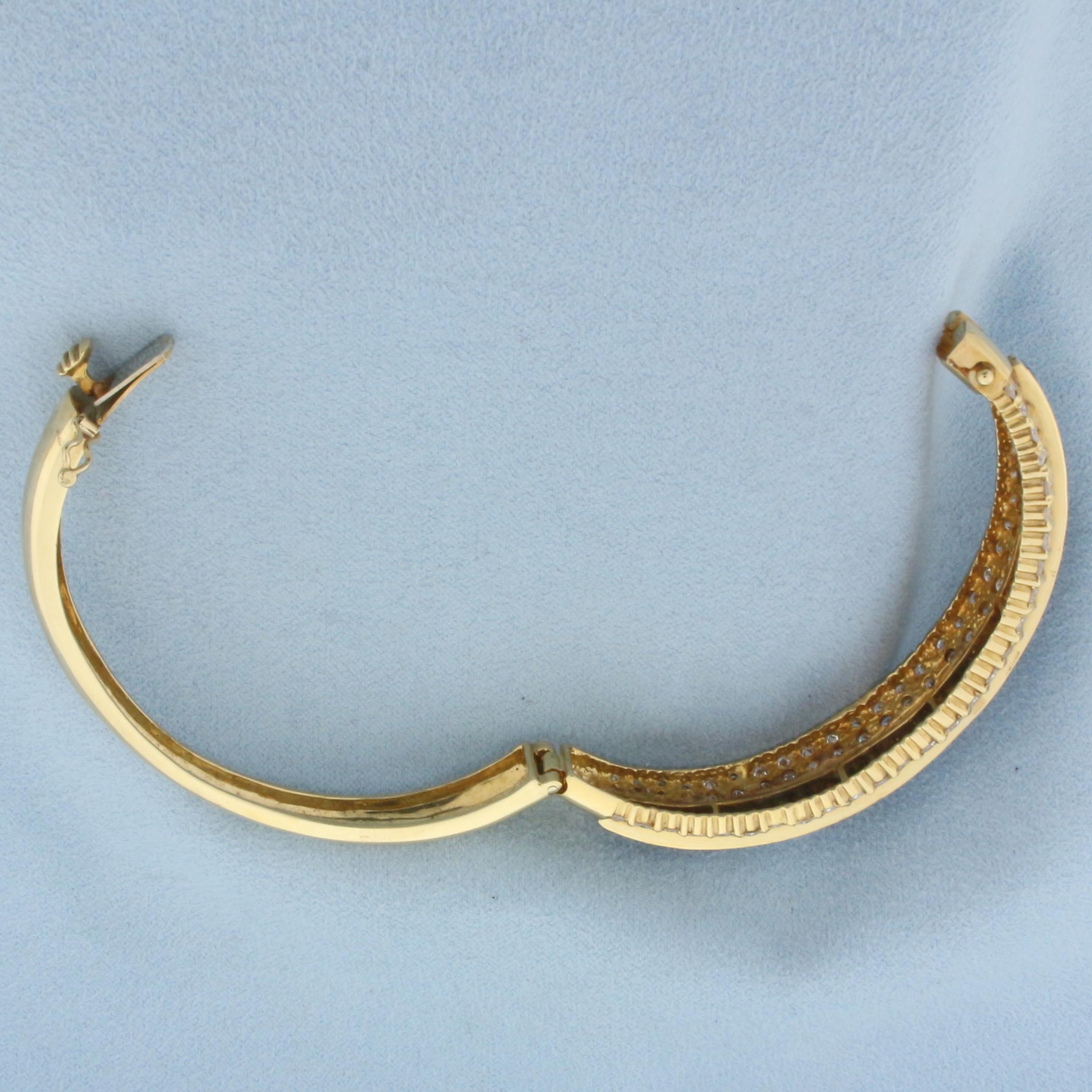 Designer 5ct Sapphire And Diamond Bangle Bracelet In 18k Yellow Gold