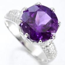 Claw Set Amethyst And Diamond Ring In Sterling Silver