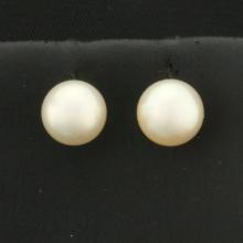 7mm Cultured Akoya Pearl Stud Earrings In 14k Yellow Gold