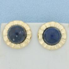 Lapis Lazuli Button Earrings In 14k Yellow Gold