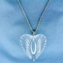 Vintage Waterford Crystal Heart On Sterling Silver Chain Necklace