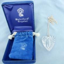 Vintage Waterford Crystal Heart On Sterling Silver Necklace