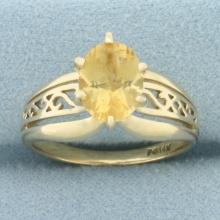 Citrine Filigree Ring In 14k Yellow Gold