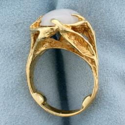 White Jade Solitaire Serenity Ring In 14k Yellow Gold