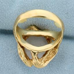 White Jade Solitaire Serenity Ring In 14k Yellow Gold