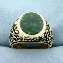 Vintage Jade Statement Ring In 14k Yellow Gold