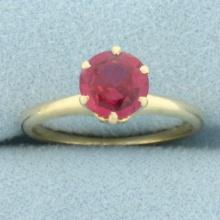 Pink Sapphire Solitaire Ring In 14k Yellow Gold