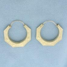 Embossed Hoop Earrings In 14k Yellow Gold