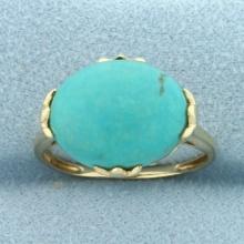 Turquoise Solitaire Ring In 14k Yellow Gold