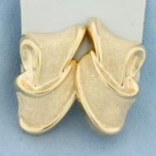 Sparkle Finish Abstract Design Statement Earrings In 14k Yellow Gold