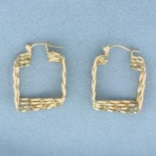 Square Hoop Earrings In 14k Yellow Gold