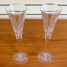 Waterford 100 Years Times Square Fluted Champagne Crystal Glasses Set Of 2