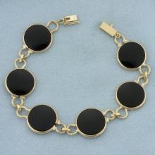 Onyx Disc Bracelet In 14k Yellow Gold