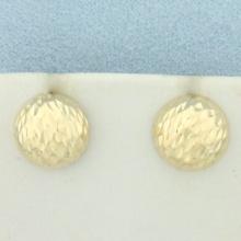 Diamond Cut Half-dome Button Earrings In 14k Yellow Gold