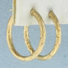 Diamond Cut Hoop Earrings In 14k Yellow Gold