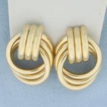 Designer Hoop Earrings In 14k Yellow Gold
