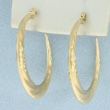 Satin And High Polish Hoop Earrings In 14k Yellow Gold