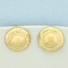 Vintage Button Earrings In 14k Yellow Gold