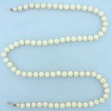 Vintage Akoya Pearl Strand Necklace In 14k White Gold Filigree Clasp
