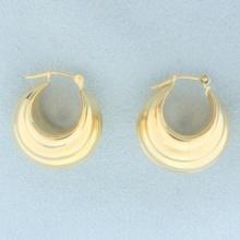 Wide Hoop Earrings In 14k Yellow Gold