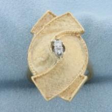 Diamond Ribbon Design Ring In 14k Yellow Gold