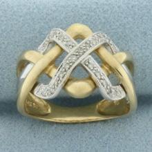Diamond Woven Design Ring In 14k Yellow Gold