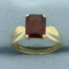 Garnet Solitaire Ring In 14k Yellow Gold