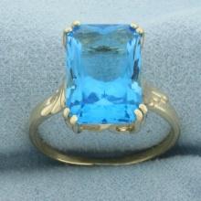 Swiss Blue Topaz Solitaire Ring In 14k Yellow Gold