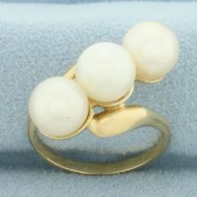 Cultured Akoya Pearl Ring In 14k Yellow Gold