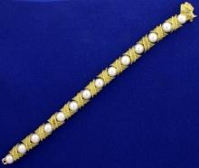 Designer Aaa Quality Akoya Pearl Bracelet In 18k Yellow Gold