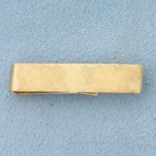Vintage Etched Tie Bar Clip In 14k Yellow Gold