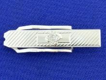 Vintage Old European Cut Diamond Tie Clip In 10k White Gold