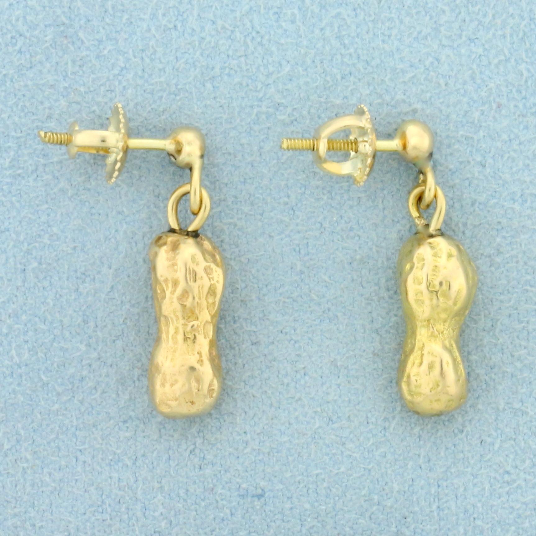 Peanut Dangle Earrings In 18k Yellow Gold
