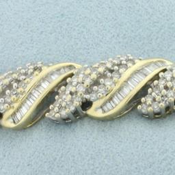 5ct Round And Baguette Diamond Bracelet In 14k Yellow Gold