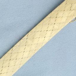 Italian Diamond Pattern Designer Link Wide Bracelet In 14k Yellow Gold