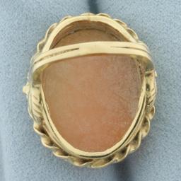 Large Vintage Shell Cameo Ring In 14k Yellow Gold