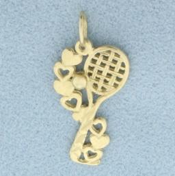 Diamond Cut Racket Pendants In 14k Yellow Gold