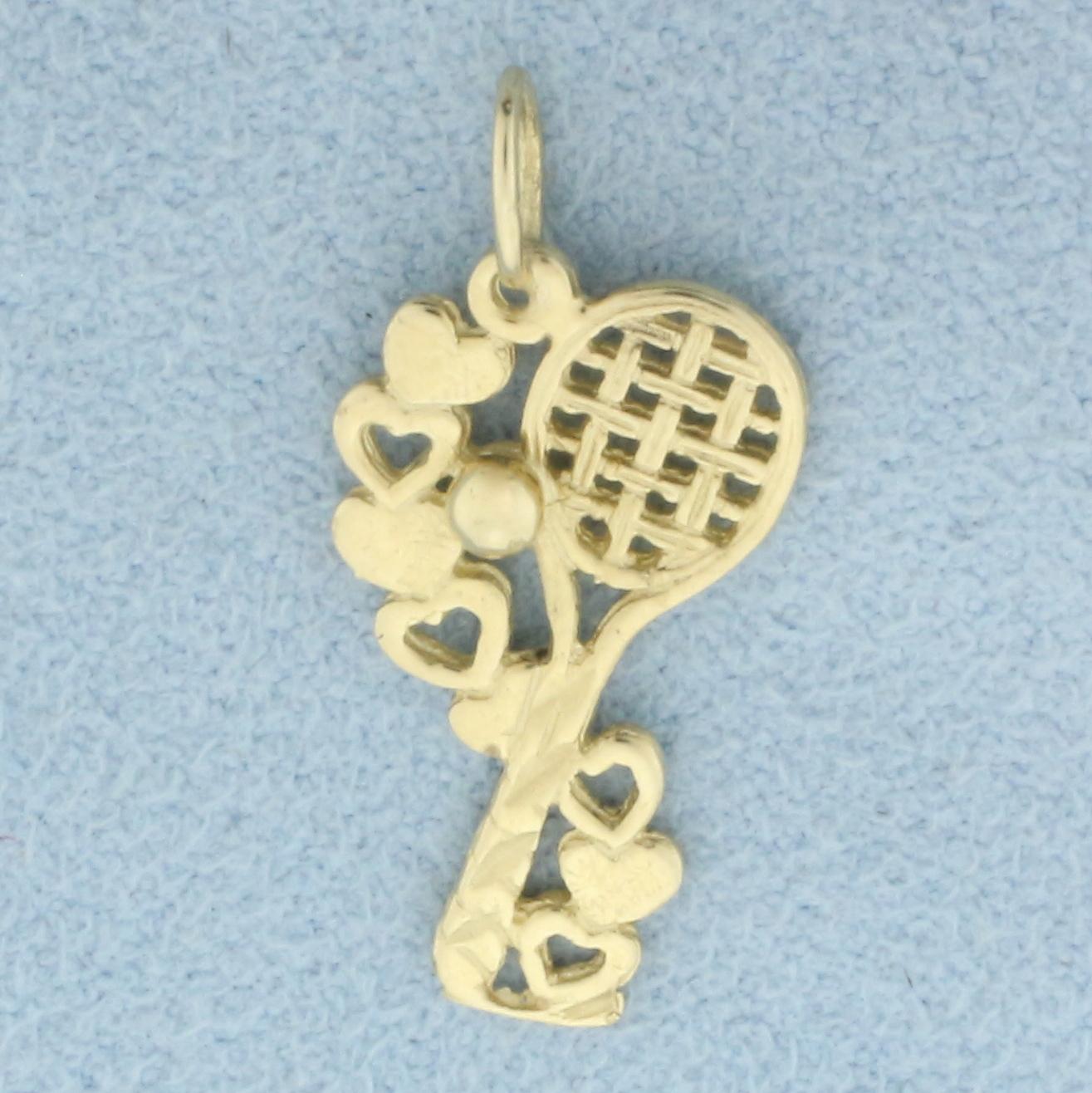 Diamond Cut Racket Pendants In 14k Yellow Gold
