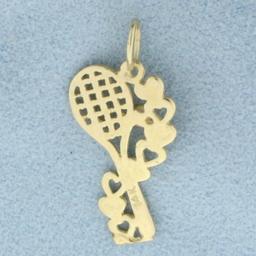 Diamond Cut Racket Pendants In 14k Yellow Gold